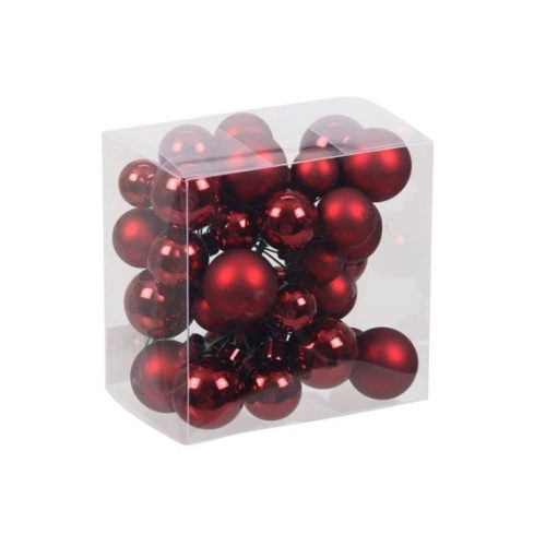Üveg gömb betűzős 2 2,5 és 5,3 cm 24 db bordó matt és fényes