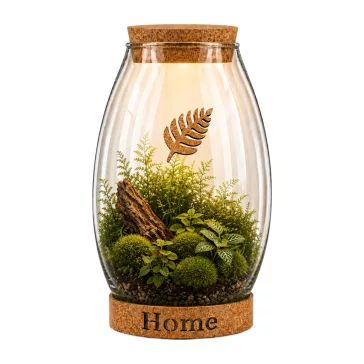 Glass Terrarium Jar with LED Cork Lid Moments Home