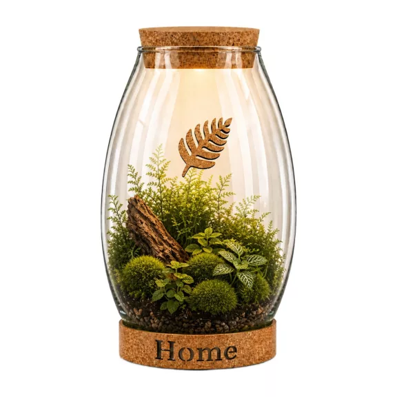 Glass Terrarium Jar with LED Cork Lid Moments Home