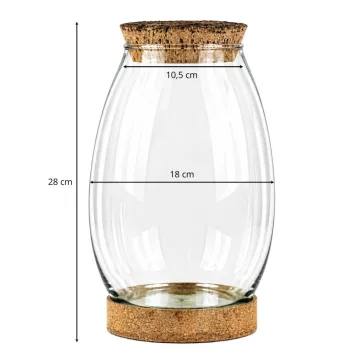 Glass plant terrarium with cork 28cm