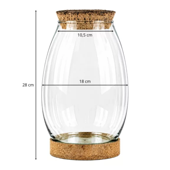 Glass plant terrarium with cork 28cm