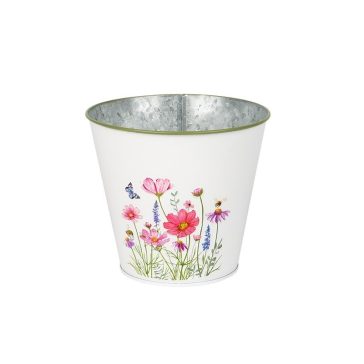 Tin planter with flower pattern 11,5x10,7cm